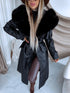 "PUDDING CV2184" Faux Leather Trench – Black